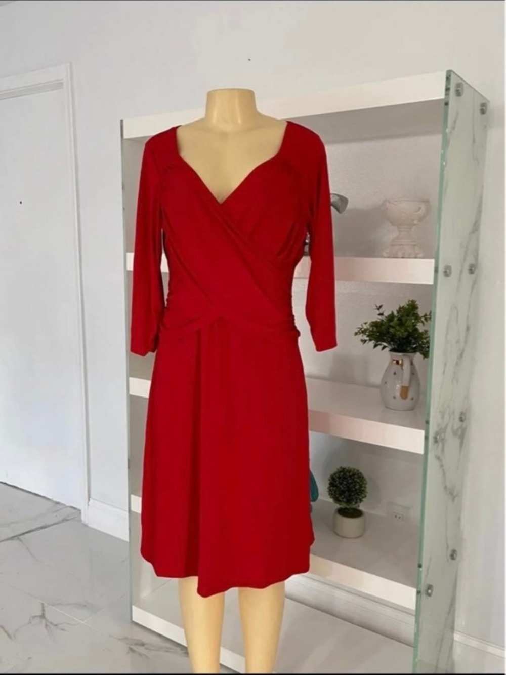 Red Wrap-Style Women’s Dress
